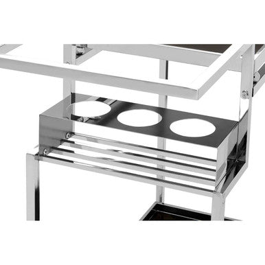 Orsina Novo 3-Tier Bar Trolley – Silver Serving Cart with Bottle Holders