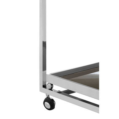 Orsina Novo 3-Tier Bar Trolley – Silver Serving Cart with Bottle Holders