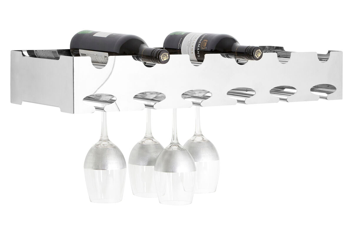 Orsina Novo 6 Bottle Wine Rack with Stemware Holder – Silver Wide