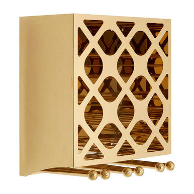 Orsina Novo 12 Bottle Gold Wine Rack with Integrated Stemware Storage