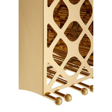 Orsina Novo 12 Bottle Gold Wine Rack with Integrated Stemware Storage