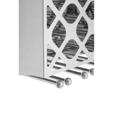 Orsina Novo 12 Bottle Wine Rack with Stemware Holder – Silver Finish