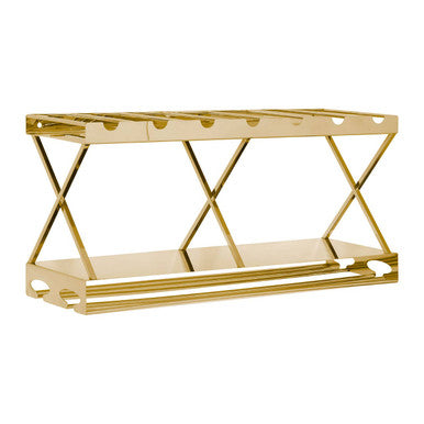 Orsina Novo 2-Tier 7-Bottle Gold Wine Rack with Stemware Holder