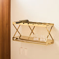 Orsina Novo 2-Tier 7-Bottle Gold Wine Rack with Stemware Holder