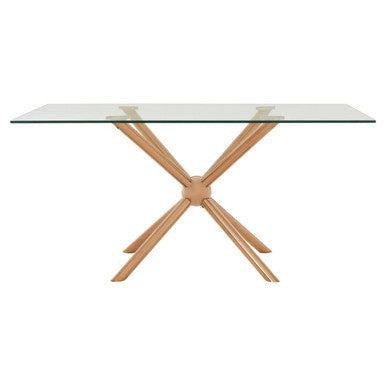 Orsina Novo Glass Dining Table – Rose Gold Rectangular Base