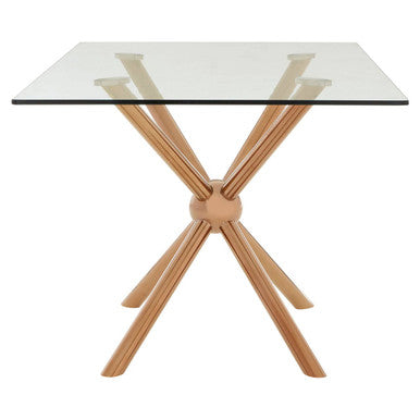 Orsina Novo Glass Dining Table – Rose Gold Rectangular Base