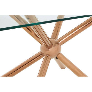 Orsina Novo Glass Dining Table – Rose Gold Rectangular Base