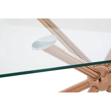 Orsina Novo Glass Dining Table – Rose Gold Rectangular Base