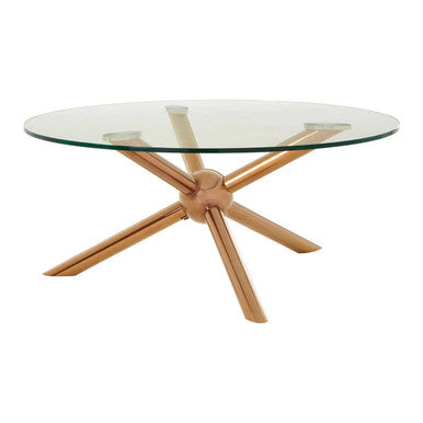 Orsina Novo Round Rose Gold Coffee Table – Tempered Glass Top