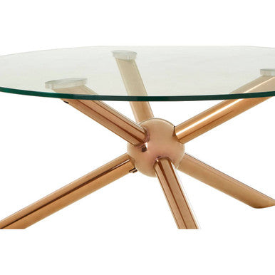 Orsina Novo Round Rose Gold Coffee Table – Tempered Glass Top