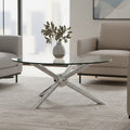 Orsina Novo Round Glass Coffee Table – Silver Stainless Steel Base