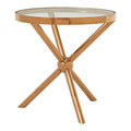 Orsina Novo Round Side Table – Rose Gold Stainless Steel & Glass