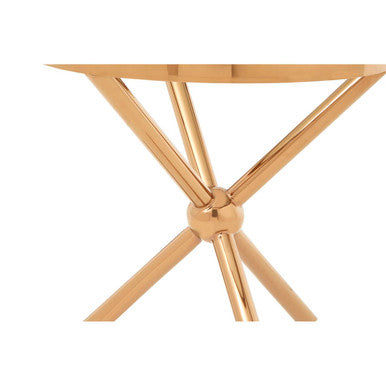 Orsina Novo Round Side Table – Rose Gold Stainless Steel & Glass