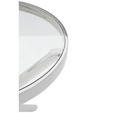 Orsina Novo Round Side Table – Silver Stainless Steel & Glass