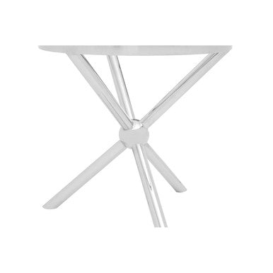 Orsina Novo Round Side Table – Silver Stainless Steel & Glass