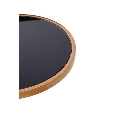 Orsina Novo Round 2-Tier Side Table – Black Glass & Gold Steel Frame