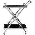 Orsina Novo 2-Tier Silver Bar Trolley – Black Glass Drinks Cart