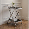 Orsina Novo 2-Tier Silver Bar Trolley – Black Glass Drinks Cart