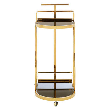 Orsina Novo 2-Tier Gold Bar Cart – Wavy Design Serving Trolley