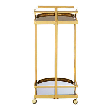 Orsina Novo 2-Tier Gold Bar Cart – Wavy Design Serving Trolley