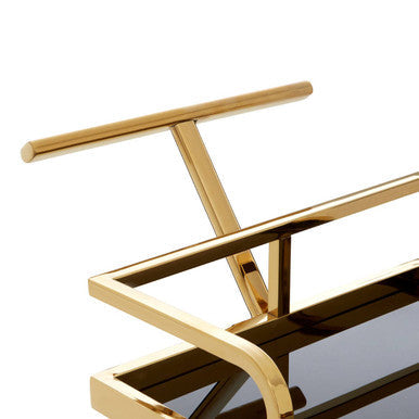 Orsina Novo 2-Tier Gold Bar Cart – Wavy Design Serving Trolley