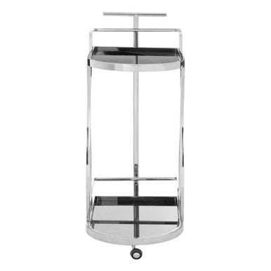 Orsina Novo 2-Tier Silver Serving Trolley – Wavy Design Bar Cart