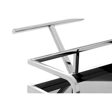 Orsina Novo 2-Tier Silver Serving Trolley – Wavy Design Bar Cart