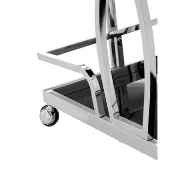 Orsina Novo 2-Tier Silver Serving Trolley – Wavy Design Bar Cart
