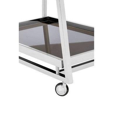 Orsina Novo 3-Tier Bar Trolley – Silver Finish & Black Tempered Glass