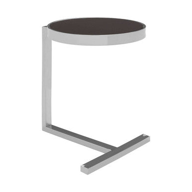 Orsina Novo Side Table – Black Tempered Glass & Silver T-Base