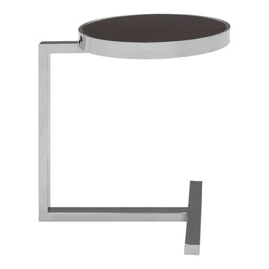 Orsina Novo Side Table – Black Tempered Glass & Silver T-Base