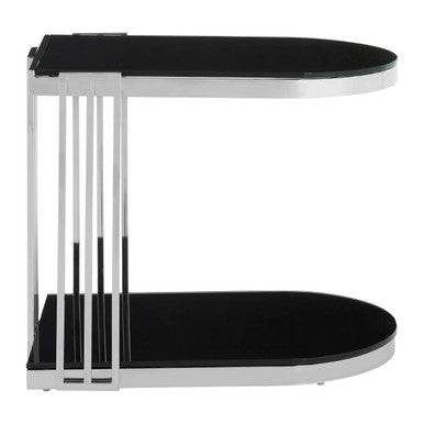 Orsina Novo U-Shaped Side Table – Silver Metal Frame with Glass Top