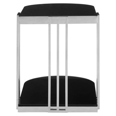 Orsina Novo U-Shaped Side Table – Silver Metal Frame with Glass Top