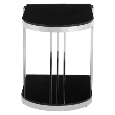 Orsina Novo U-Shaped Side Table – Silver Metal Frame with Glass Top