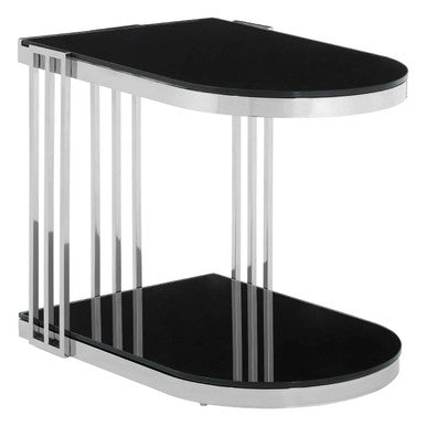 Orsina Novo U-Shaped Side Table – Silver Metal Frame with Glass Top