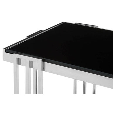 Orsina Novo U-Shaped Side Table – Silver Metal Frame with Glass Top