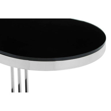 Orsina Novo U-Shaped Side Table – Silver Metal Frame with Glass Top