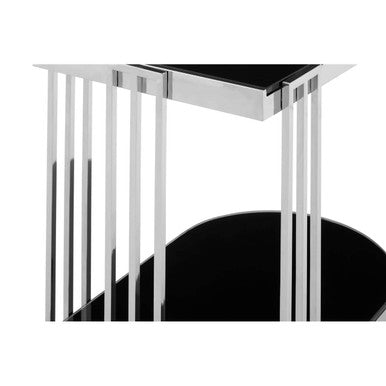 Orsina Novo U-Shaped Side Table – Silver Metal Frame with Glass Top