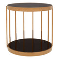 Orsina Novo Rose Gold Cage Side Table with Black Tempered Glass