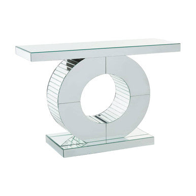 Orsina Gianara Mirrored Console Table – Silver Sculptural Entryway Table