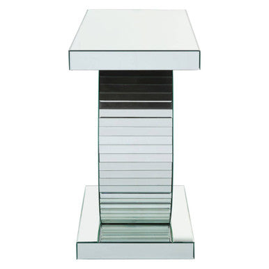 Orsina Gianara Mirrored Console Table – Silver Sculptural Entryway Table