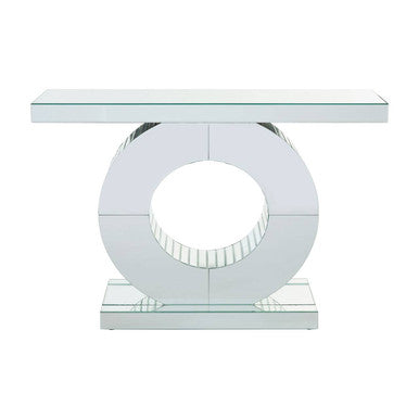 Orsina Gianara Mirrored Console Table – Silver Sculptural Entryway Table