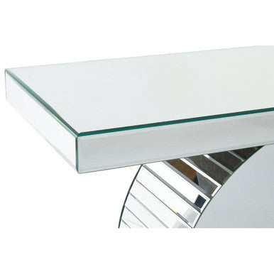 Orsina Gianara Mirrored Console Table – Silver Sculptural Entryway Table