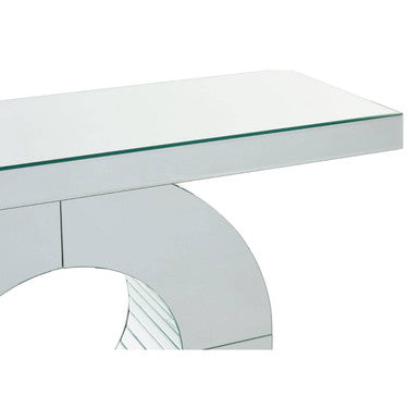 Orsina Gianara Mirrored Console Table – Silver Sculptural Entryway Table