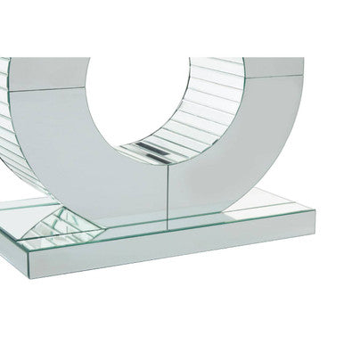 Orsina Gianara Mirrored Console Table – Silver Sculptural Entryway Table