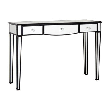 Orsina Graciela Mirrored 3-Drawer Console Table with Black Trim