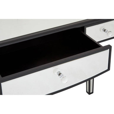 Orsina Graciela Mirrored 3-Drawer Console Table with Black Trim