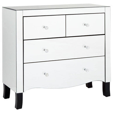 Orsina Graciela Mirrored Chest of 4 Drawers with Glass Handles