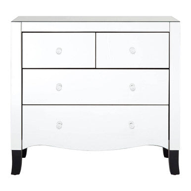 Orsina Graciela Mirrored Chest of 4 Drawers with Glass Handles