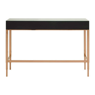 Orsina Goldie Console Table – Mirrored Top & Drawer in Rose Gold